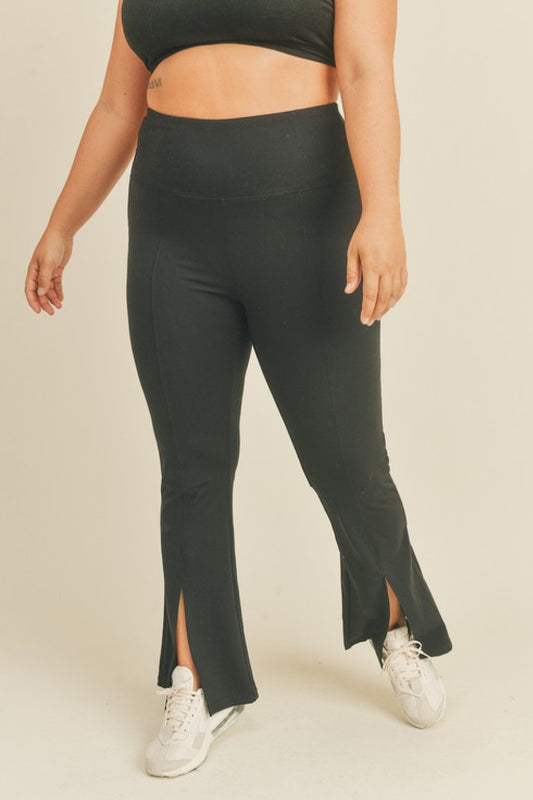 Kimberly C Full Size Slit Flare Leg Pants in Black