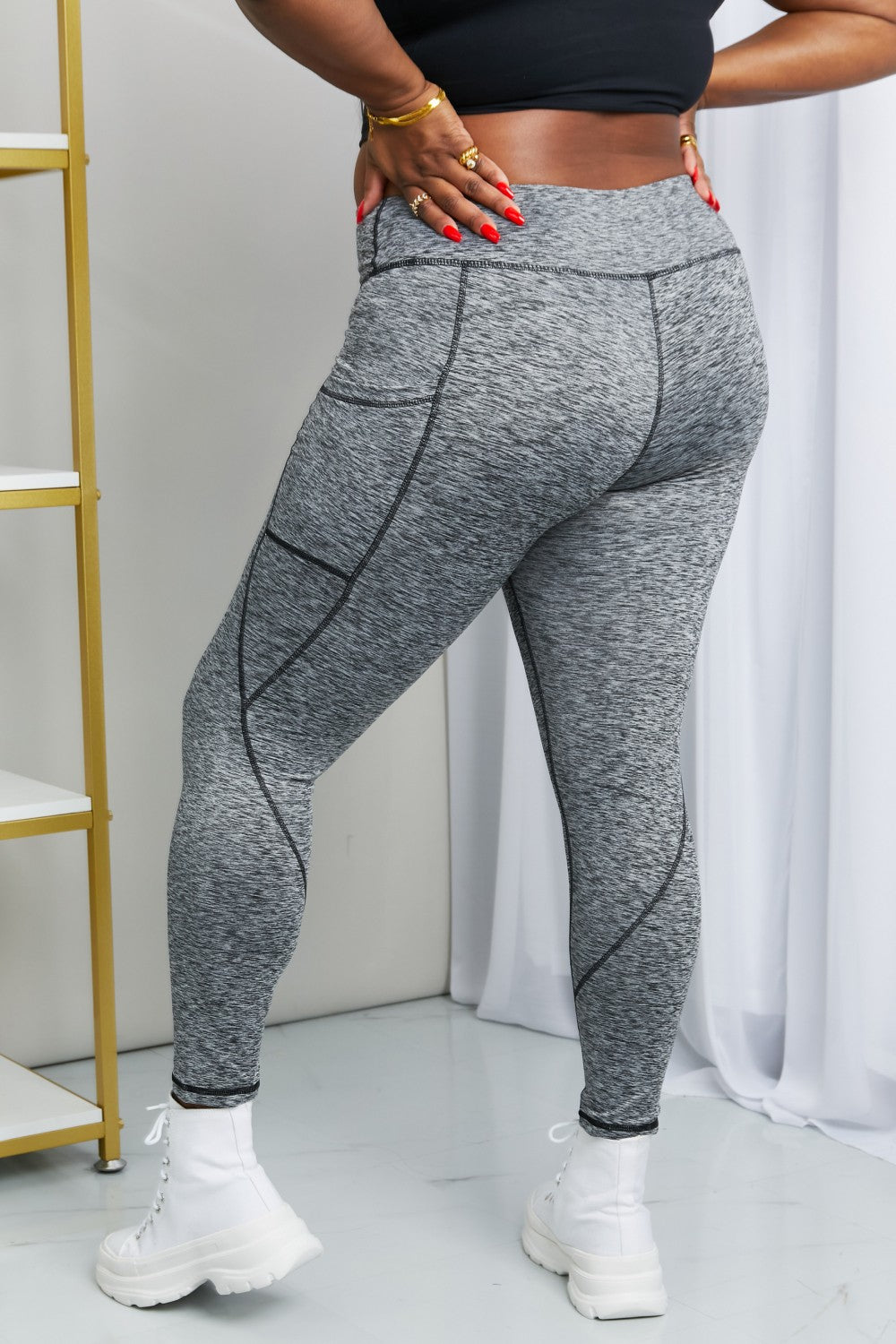 Rae Mode Full Size Heathered Wide Waistband Yoga Leggings